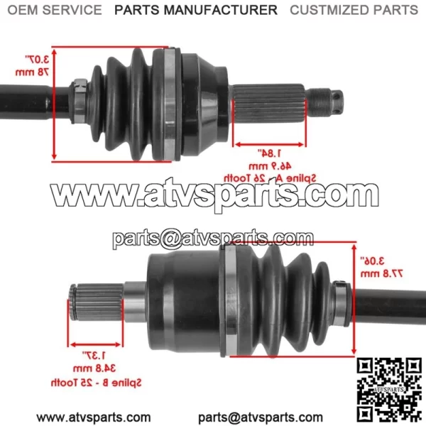 Front And Rear CV Joint Axle For Honda Pioneer 500 SXS500 2017-2021 - Image 3