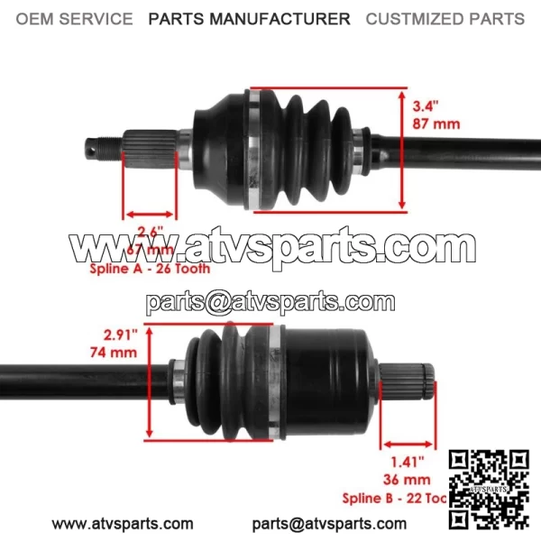 Front CV Axles For Polaris RZR XP 1000 2014-2019 Left And Right - Image 3